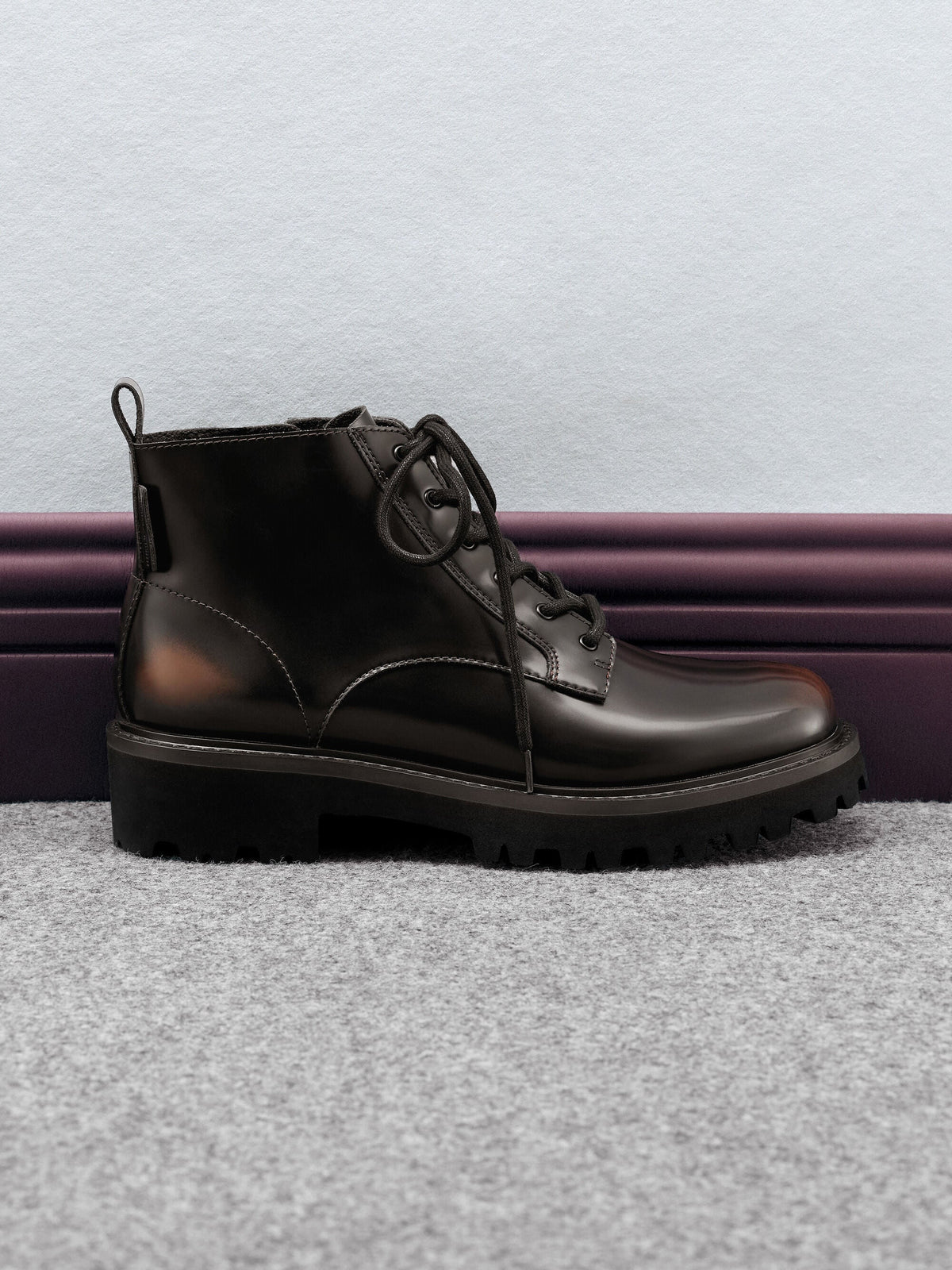 CHARLES & KEITH Sale / Ridged-Sole Side-Zip Combat Boots - Dark Brown