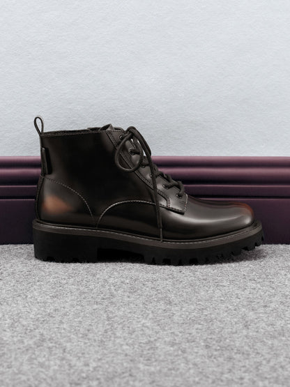CHARLES & KEITH Sale / Ridged-Sole Side-Zip Combat Boots - Dark Brown