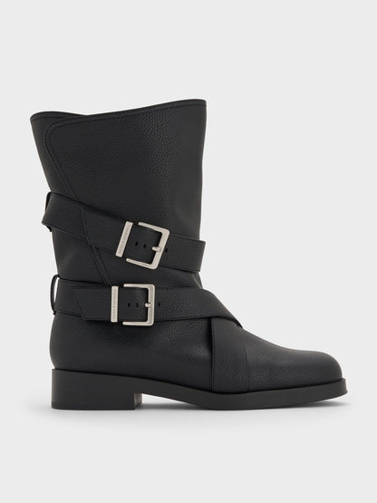 CHARLES & KEITH Discount / Brett Buckle-Strap Calf Boots - Black