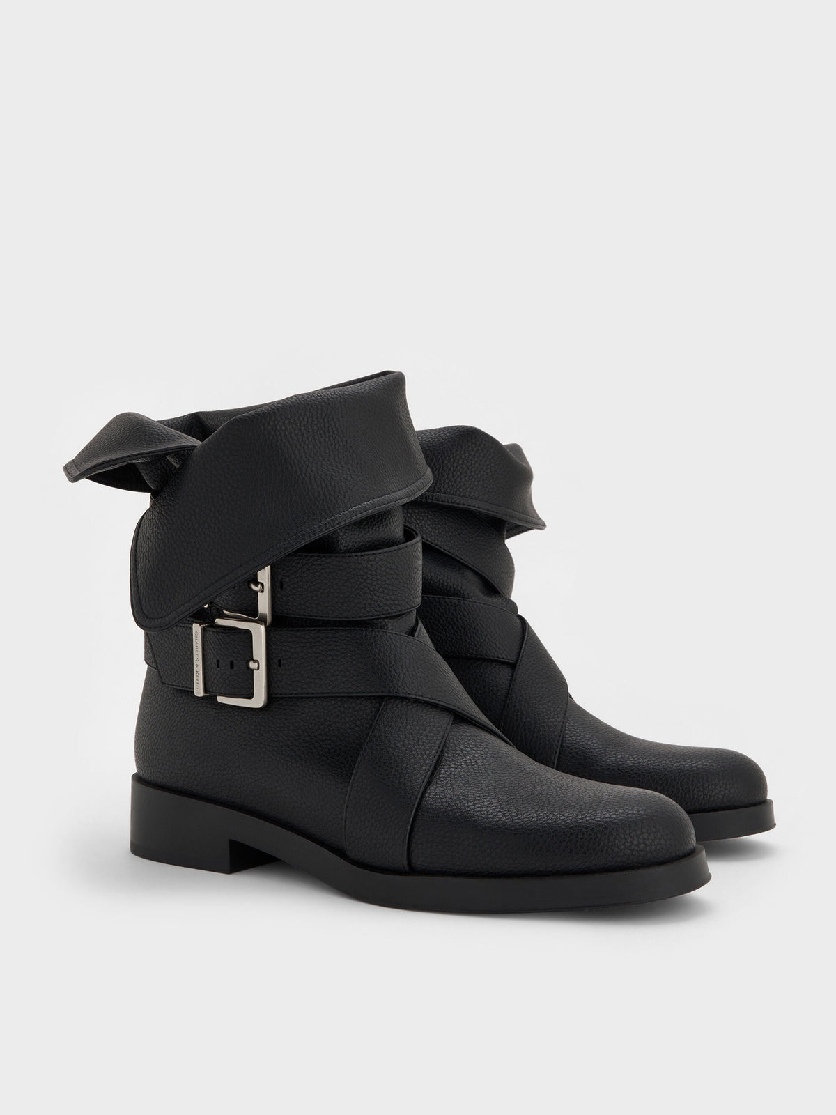 CHARLES & KEITH Discount / Brett Buckle-Strap Calf Boots - Black