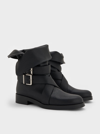 CHARLES & KEITH Discount / Brett Buckle-Strap Calf Boots - Black