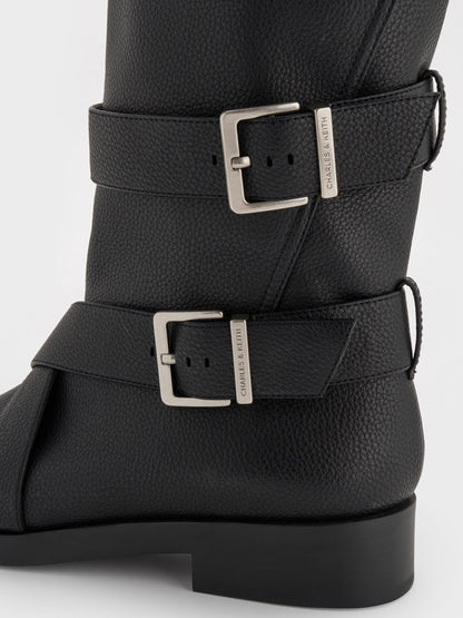 CHARLES & KEITH Discount / Brett Buckle-Strap Calf Boots - Black