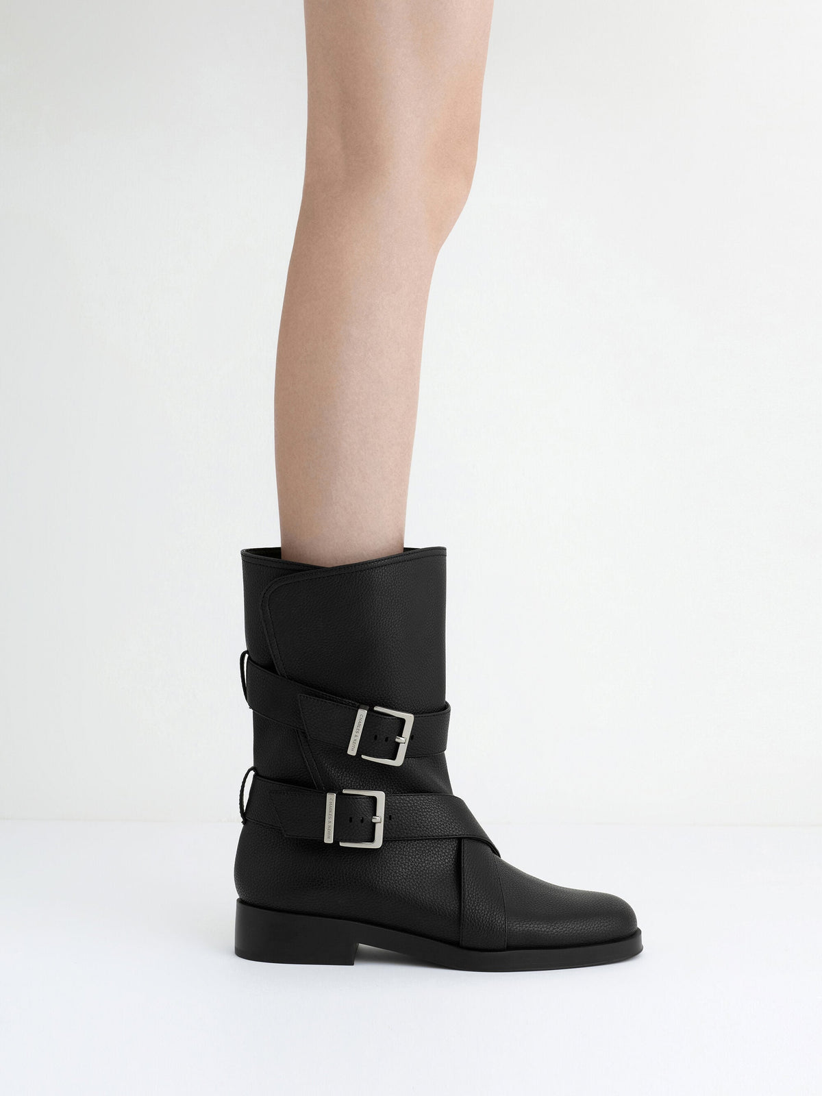 CHARLES & KEITH Discount / Brett Buckle-Strap Calf Boots - Black