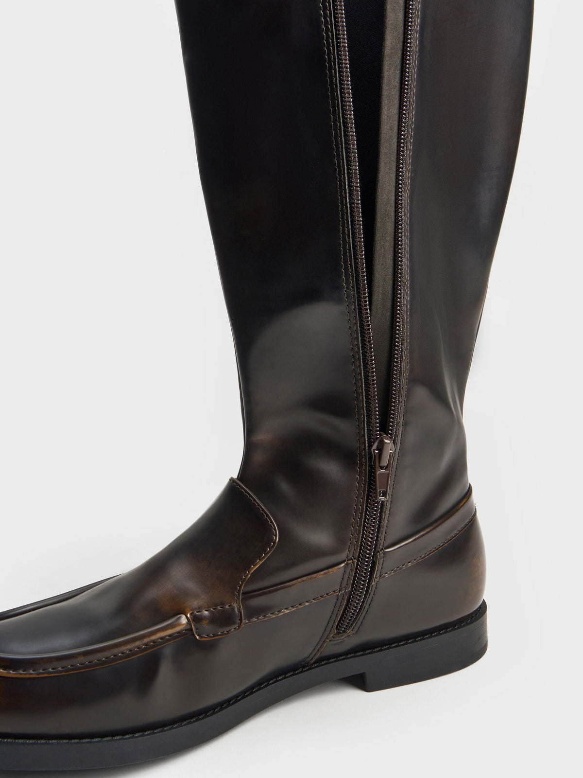 CHARLES & KEITH Everyday / Jagger Knee-High Loafer-Boots - Dark Brown