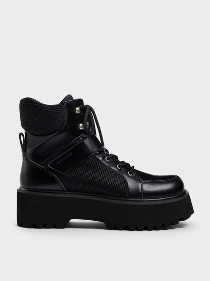 CHARLES & KEITH Quality / Eliot Platform Combat Boots - Black