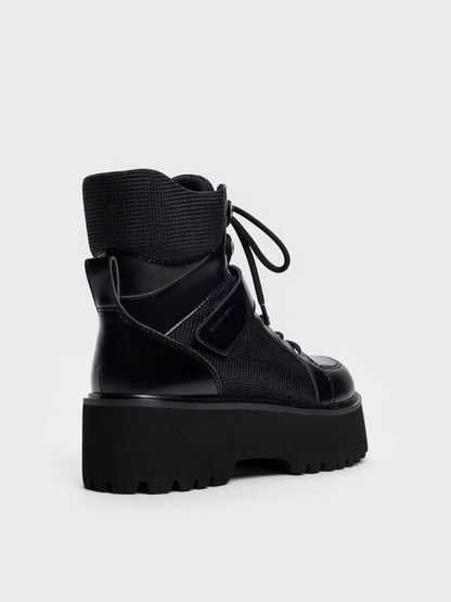 CHARLES & KEITH Quality / Eliot Platform Combat Boots - Black