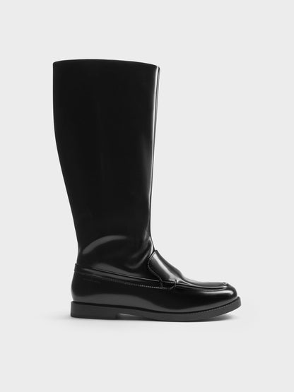 CHARLES & KEITH Value / Jagger Knee-High Loafer-Boots - Black Box