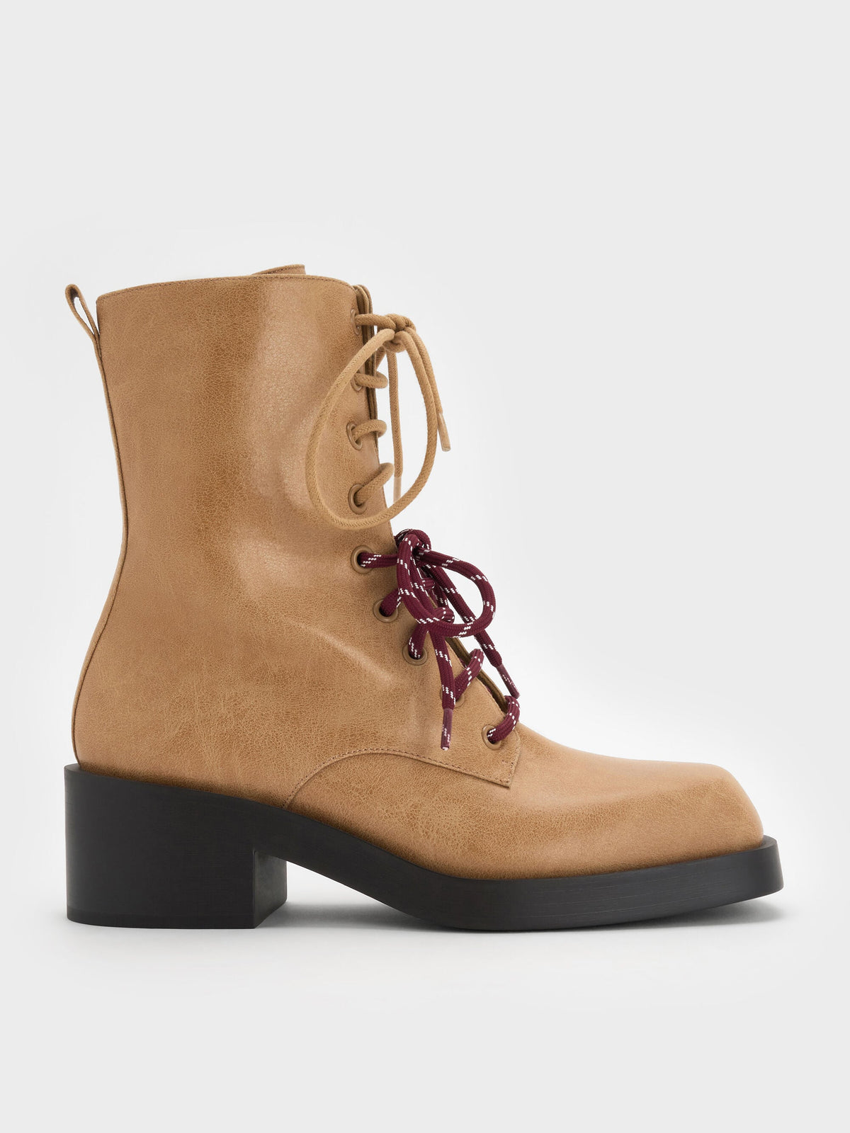 CHARLES & KEITH Recommended / Logan Double-Lace Calf Boots - Sand