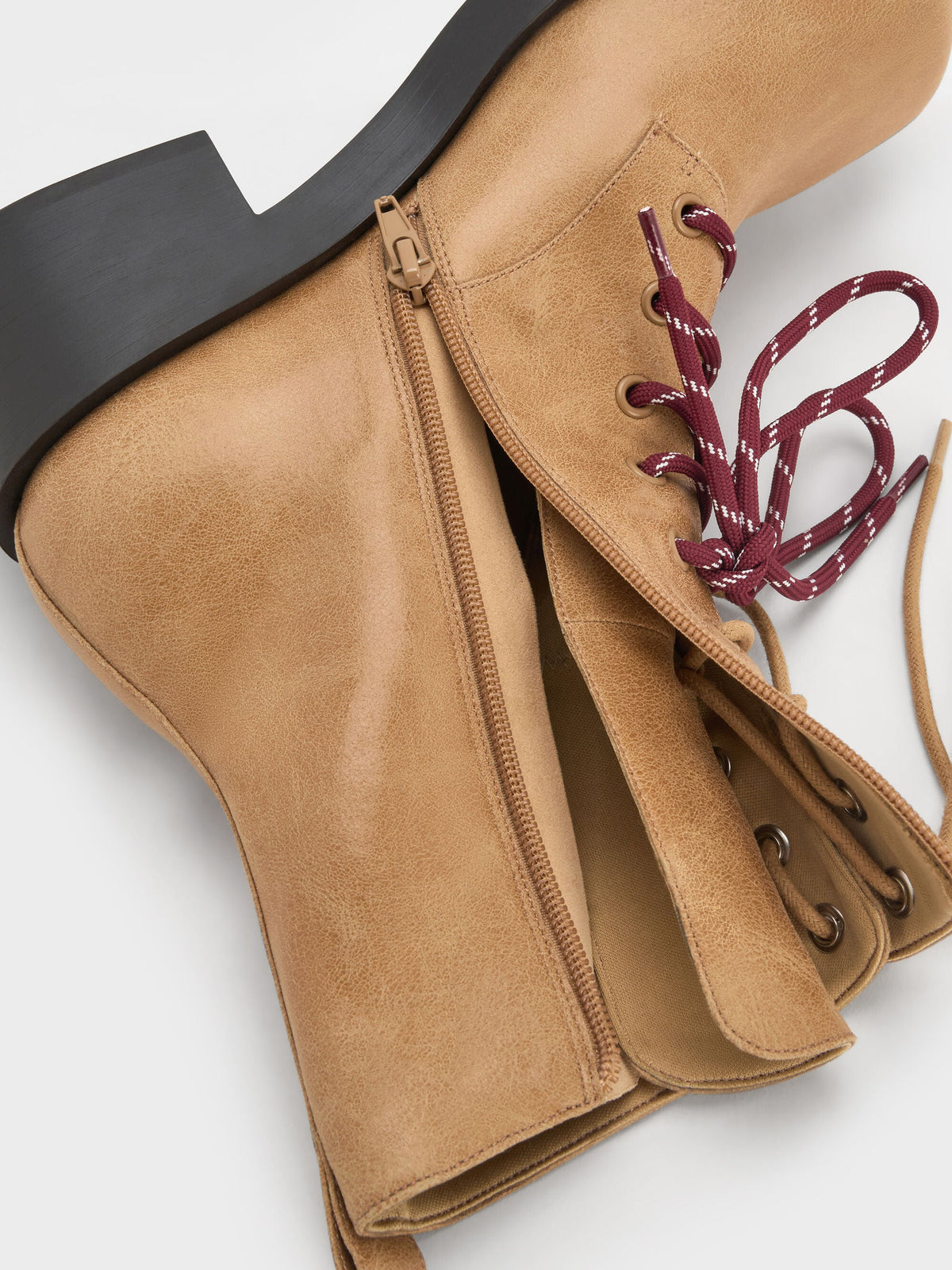 CHARLES & KEITH Recommended / Logan Double-Lace Calf Boots - Sand