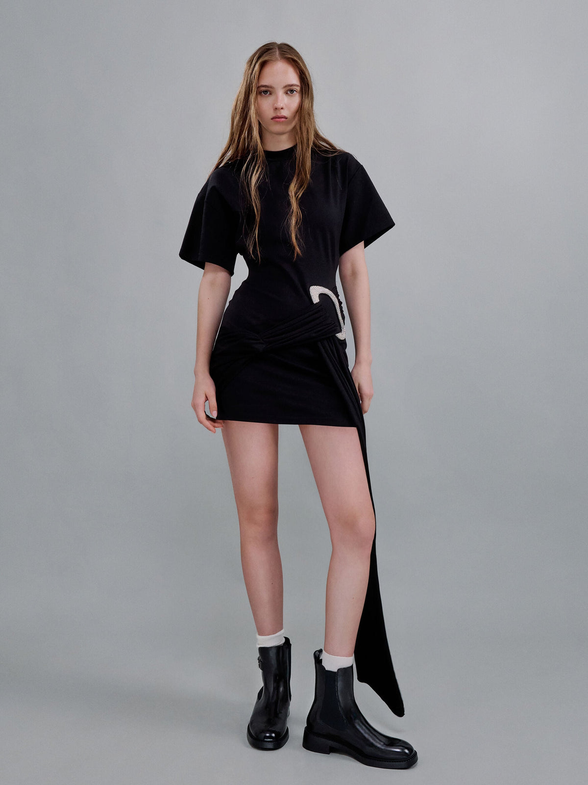 CHARLES & KEITH Latest / Lando Metallic-Buckle Chelsea Boots - Black Box