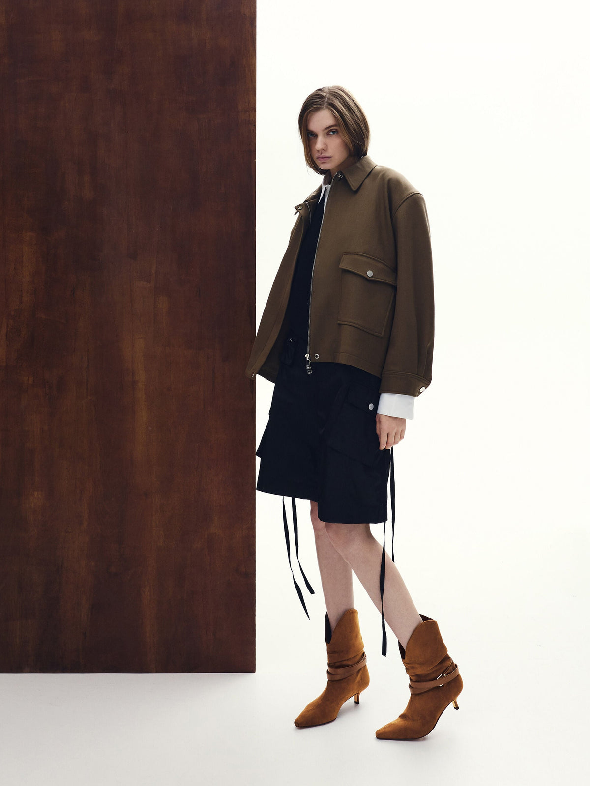 CHARLES & KEITH Best Seller / Karter Faux Suede Kitten-Heel Boots - Cognac