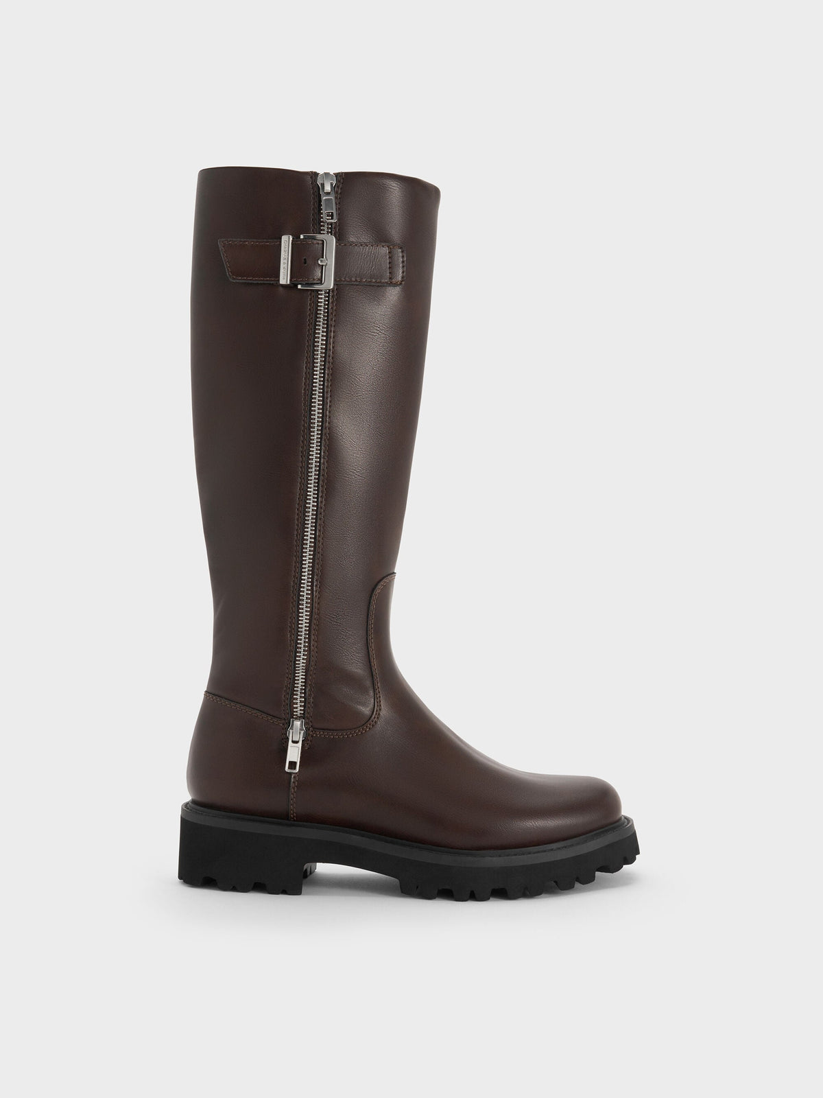 CHARLES & KEITH Sale / Lyndon Buckled Knee-High Boots - Dark Brown