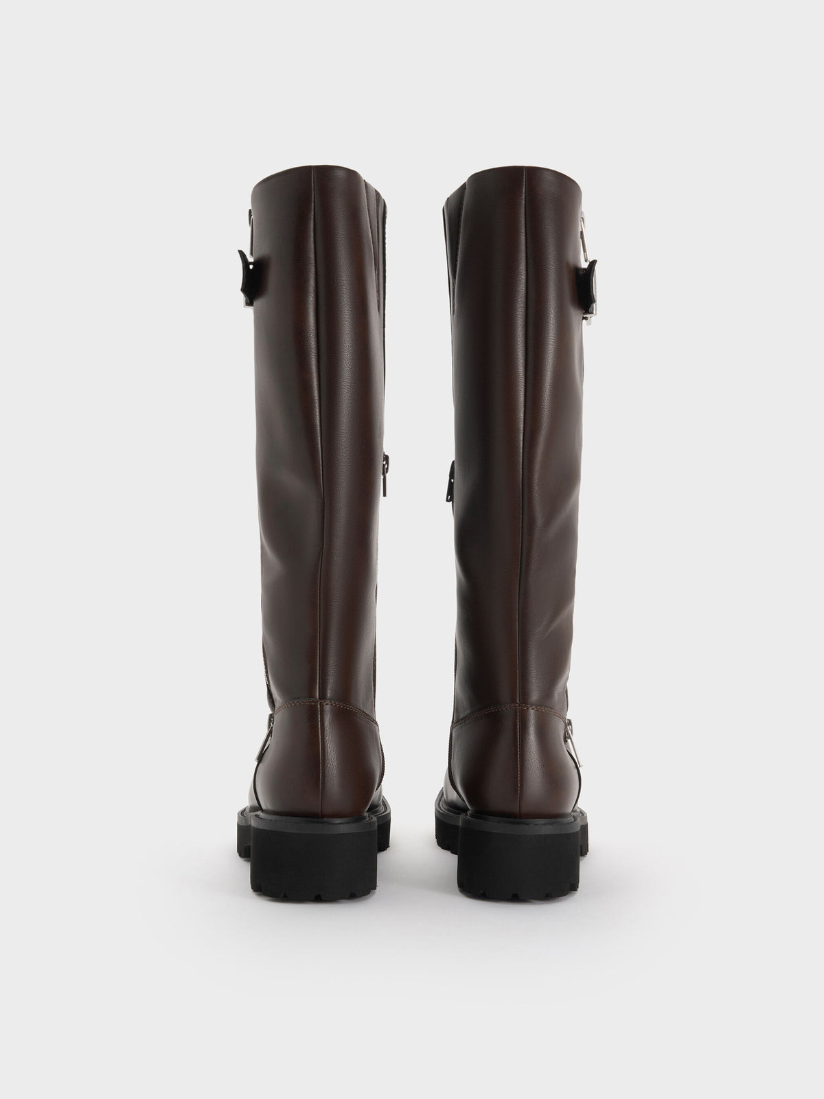 CHARLES & KEITH Sale / Lyndon Buckled Knee-High Boots - Dark Brown