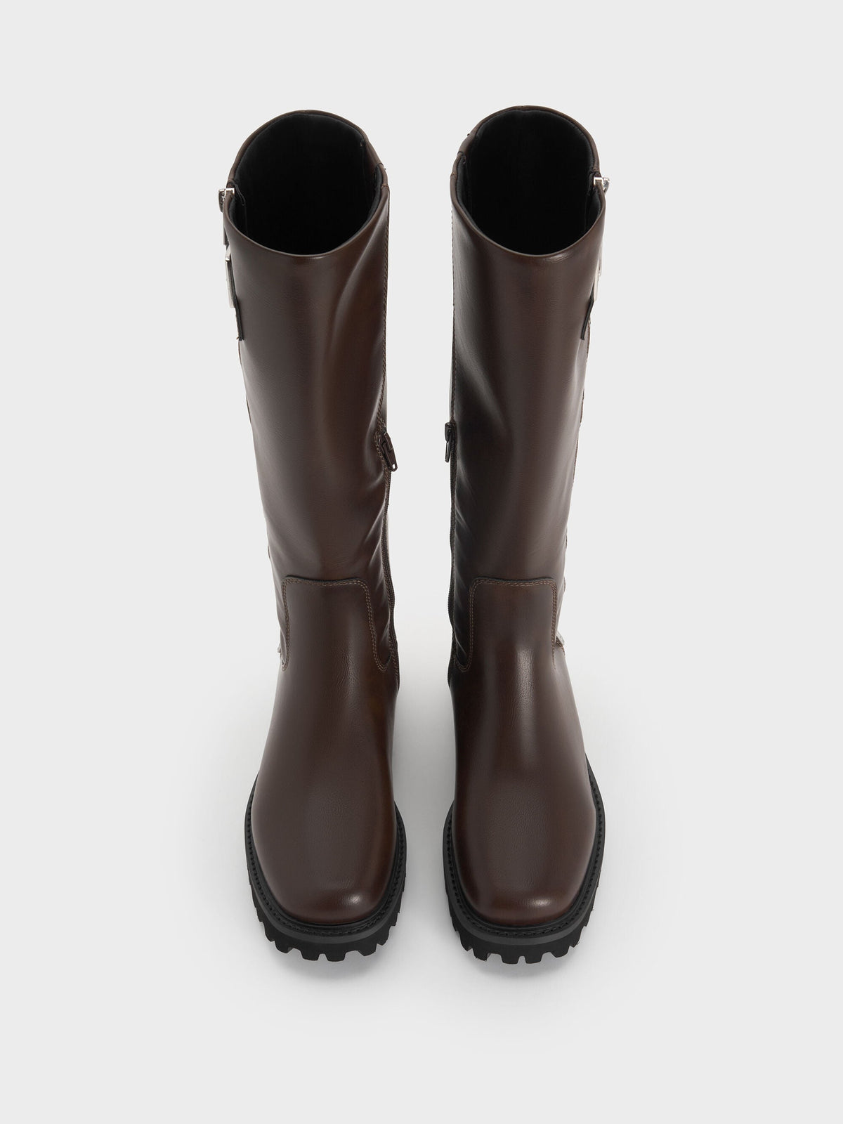 CHARLES & KEITH Sale / Lyndon Buckled Knee-High Boots - Dark Brown