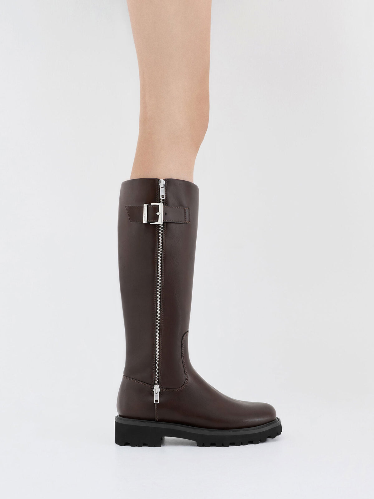 CHARLES & KEITH Sale / Lyndon Buckled Knee-High Boots - Dark Brown