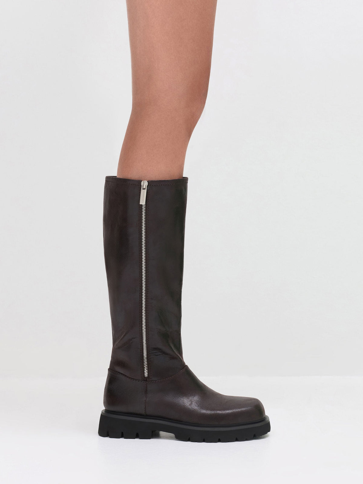 CHARLES & KEITH Top Pick / Rosamond Knee-High Boots - Dark Brown Textured