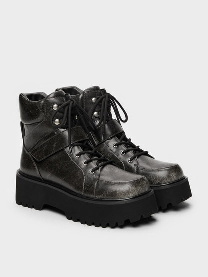 CHARLES & KEITH Deals / Eliot Platform Combat Boots - Grey