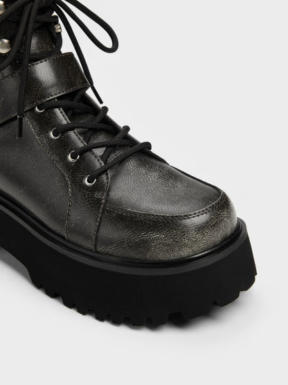 CHARLES & KEITH Deals / Eliot Platform Combat Boots - Grey