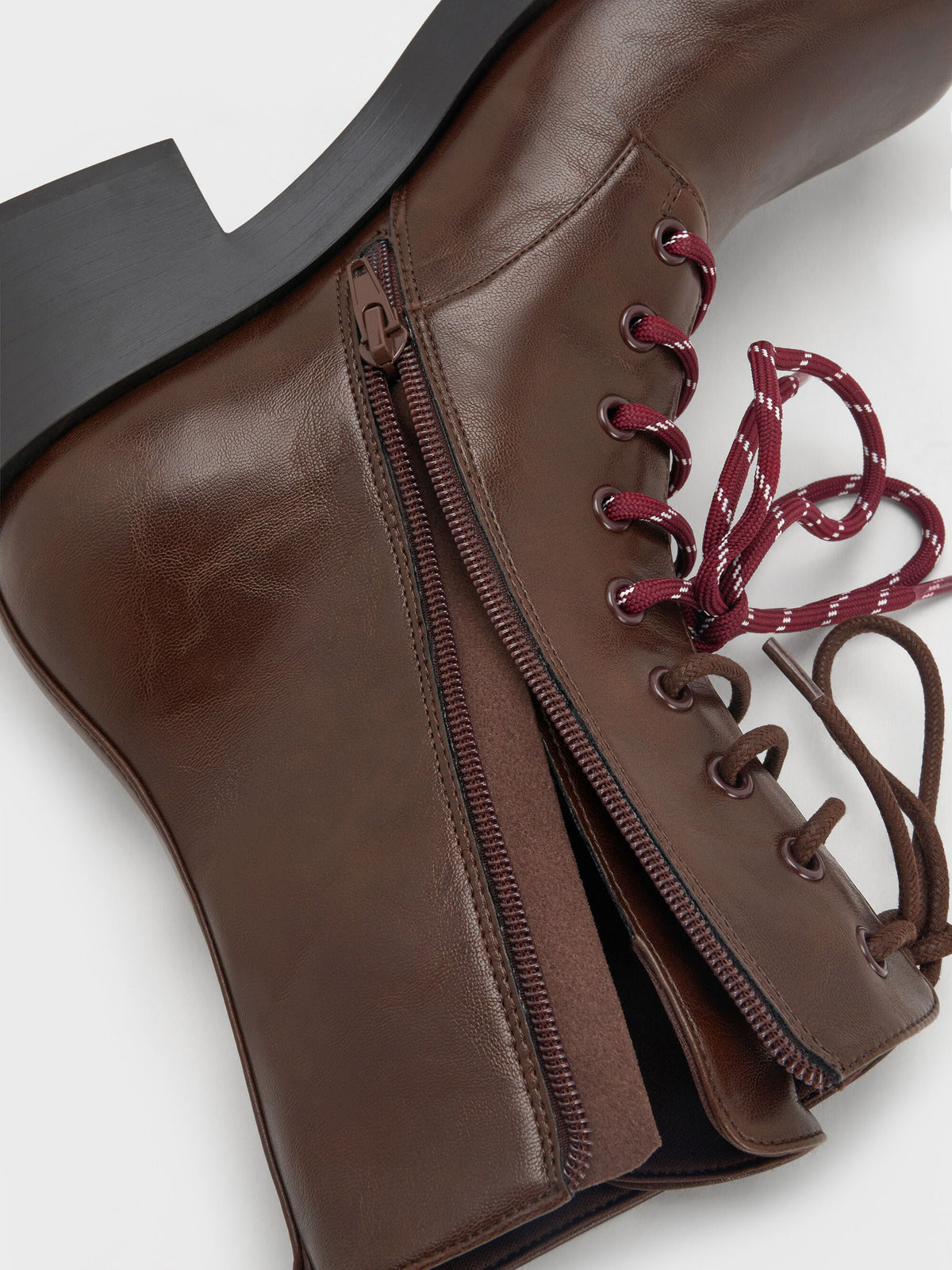 CHARLES & KEITH Signature / Logan Double-Lace Calf Boots - Dark Brown