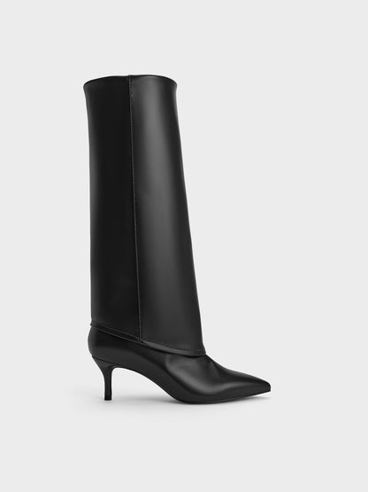CHARLES & KEITH Sale / Pointed Stiletto Knee-High Boots - Black