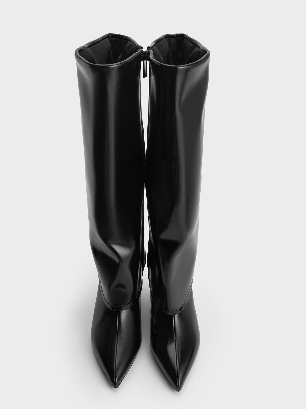 CHARLES & KEITH Sale / Pointed Stiletto Knee-High Boots - Black