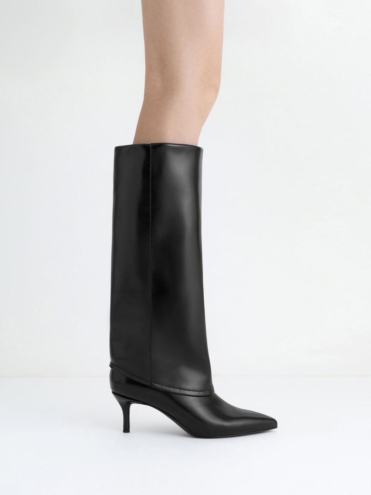 CHARLES & KEITH Sale / Pointed Stiletto Knee-High Boots - Black