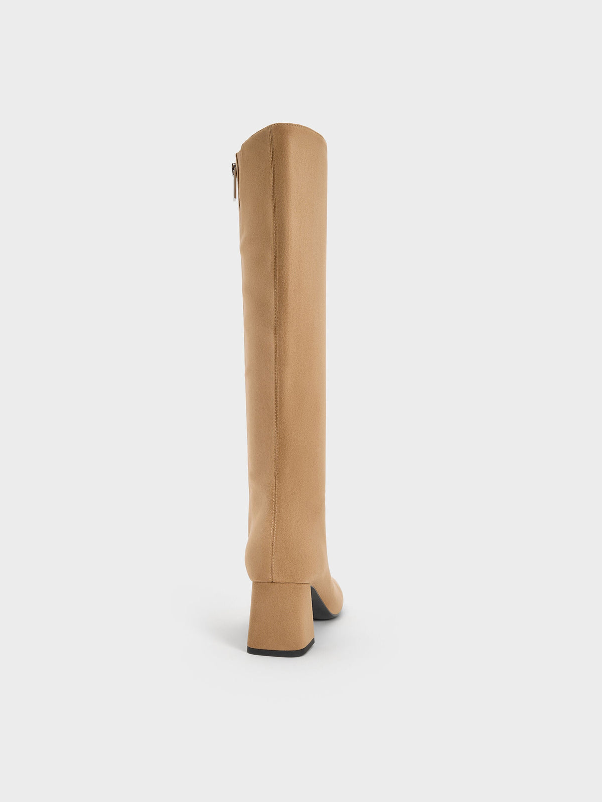 CHARLES & KEITH Best Seller / Faux Suede Square-Toe Knee-High Boots - Sand