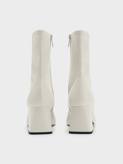 CHARLES & KEITH Deals / Jully Metallic Trapeze Heel Ankle Boots - Chalk