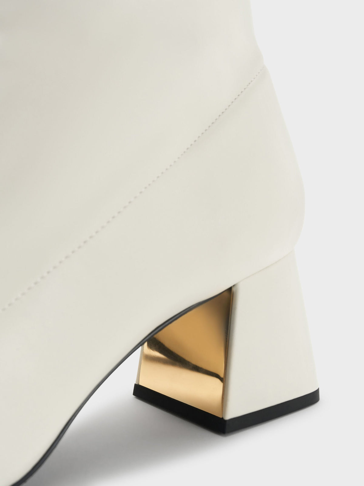 CHARLES & KEITH Deals / Jully Metallic Trapeze Heel Ankle Boots - Chalk