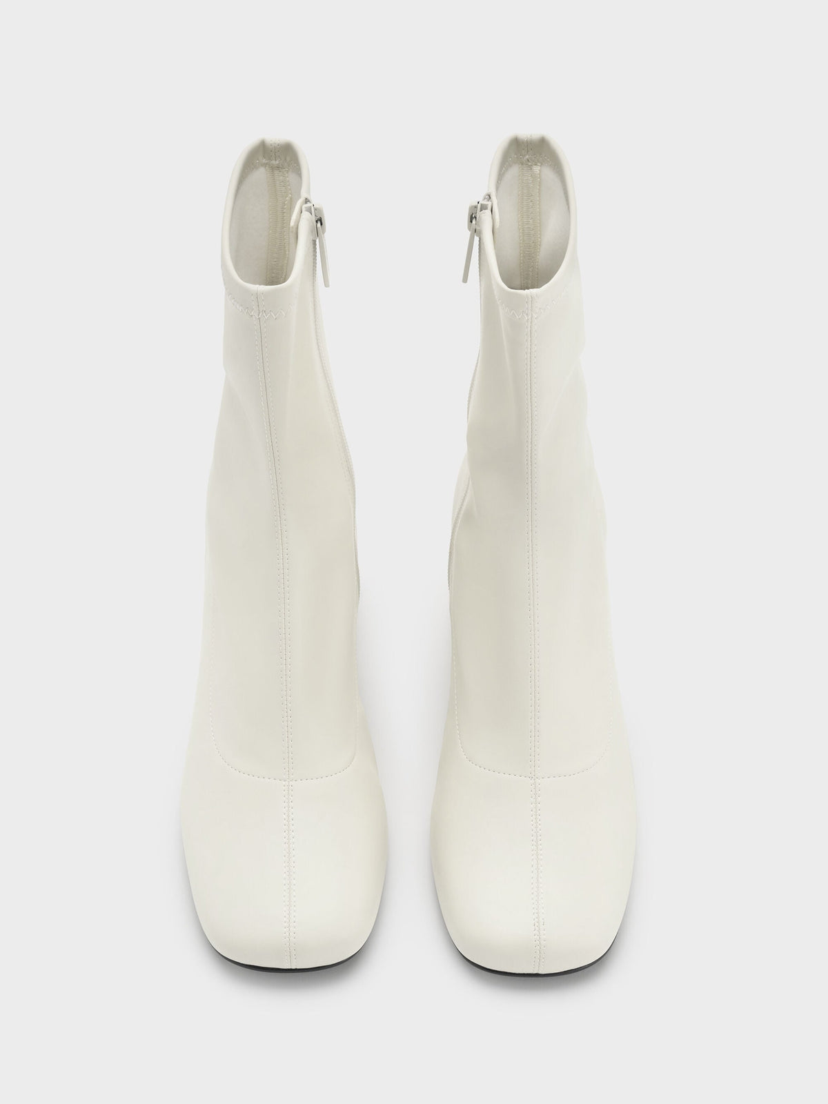 CHARLES & KEITH Deals / Jully Metallic Trapeze Heel Ankle Boots - Chalk