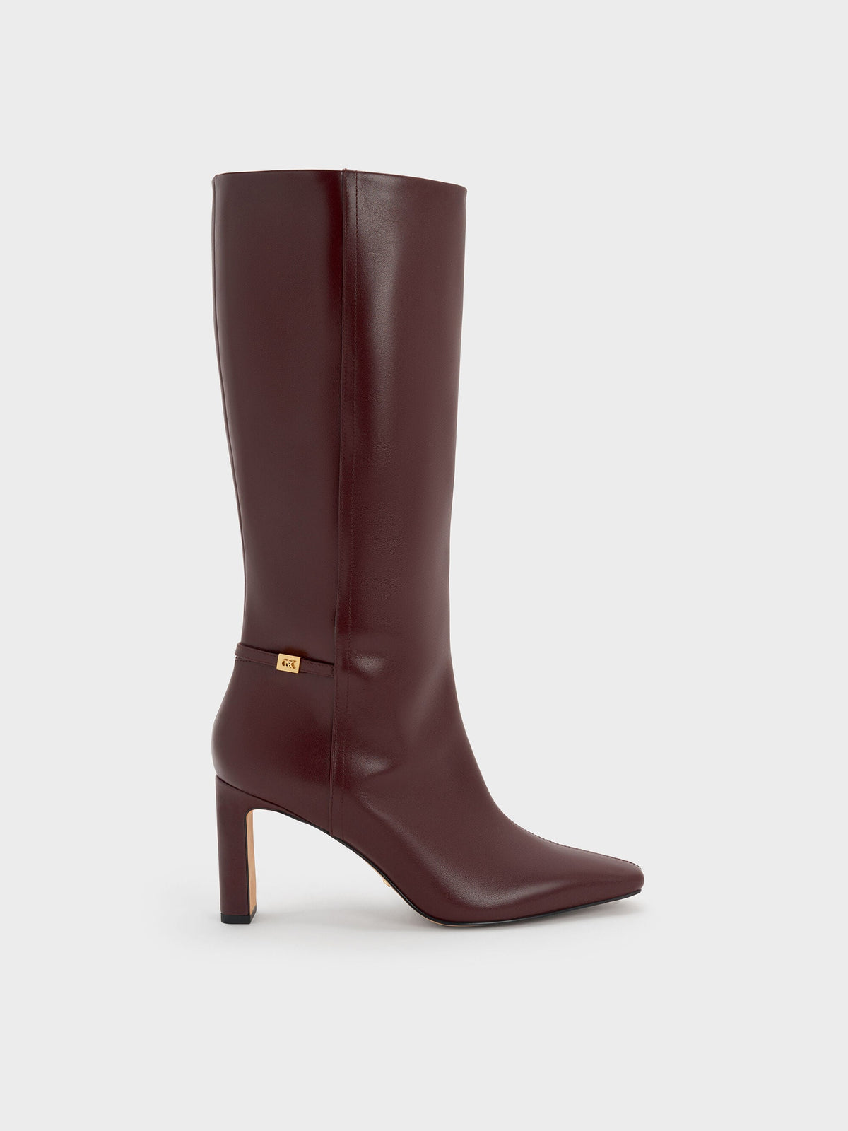 CHARLES & KEITH Featured / Georgina Leather Knee-High Boots - Burgundy