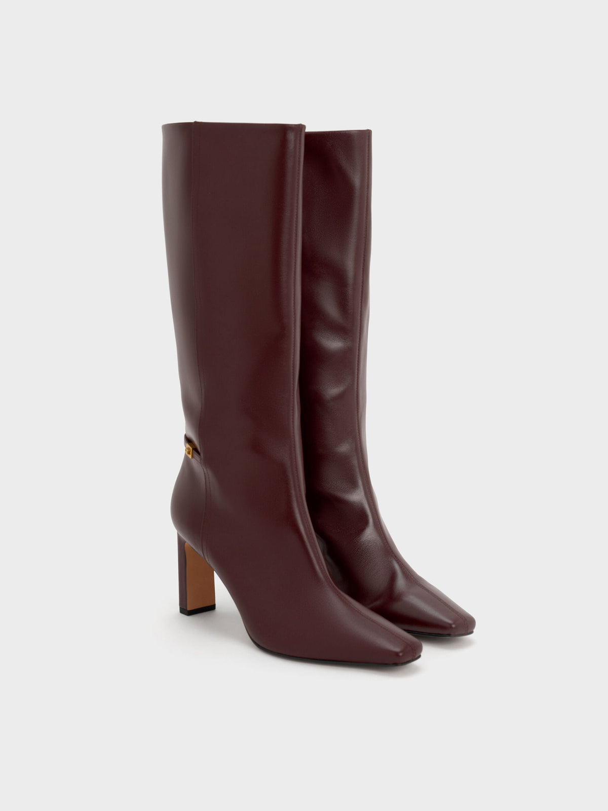 CHARLES & KEITH Featured / Georgina Leather Knee-High Boots - Burgundy