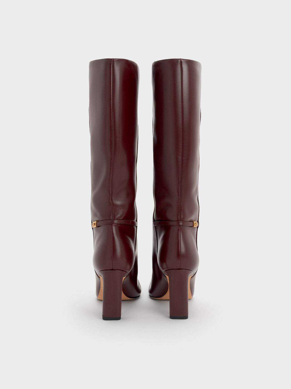CHARLES & KEITH Featured / Georgina Leather Knee-High Boots - Burgundy