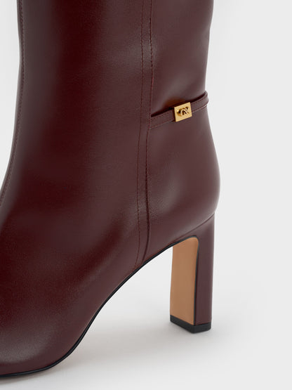 CHARLES & KEITH Featured / Georgina Leather Knee-High Boots - Burgundy