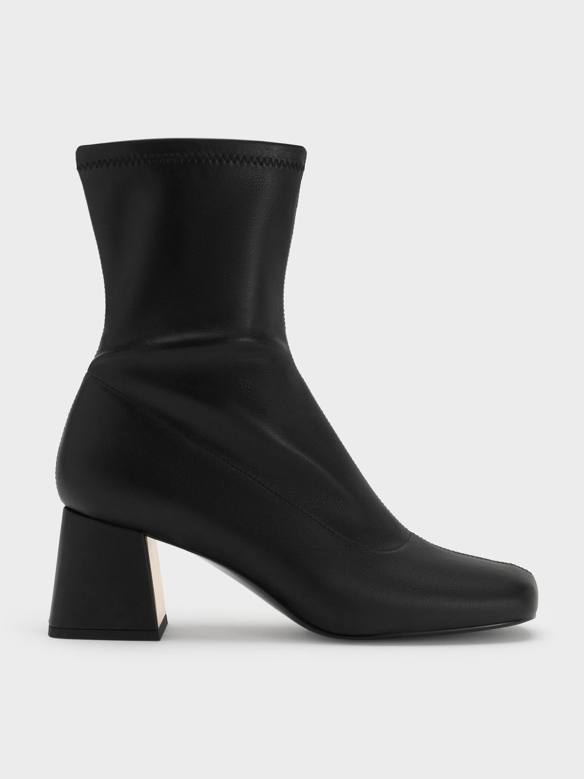 CHARLES & KEITH Signature / Jully Metallic Trapeze Heel Ankle Boots - Black