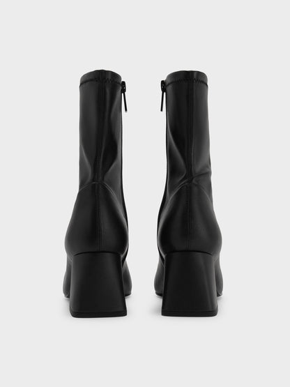 CHARLES & KEITH Signature / Jully Metallic Trapeze Heel Ankle Boots - Black