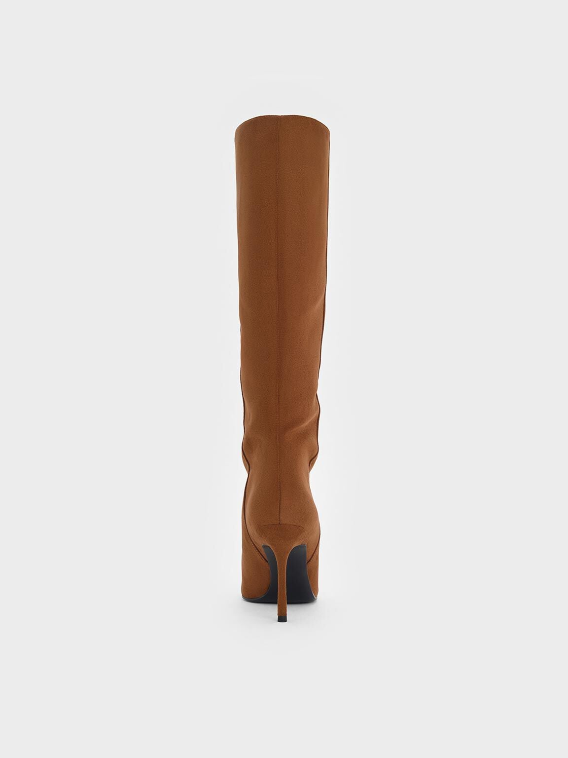 CHARLES & KEITH Customer Favorite / Faux Suede Pointed Stiletto Knee-High Boots - Cognac