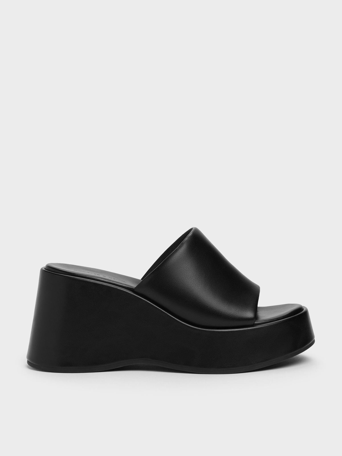 CHARLES & KEITH Classic / Wide-Strap Platform Wedges - Black