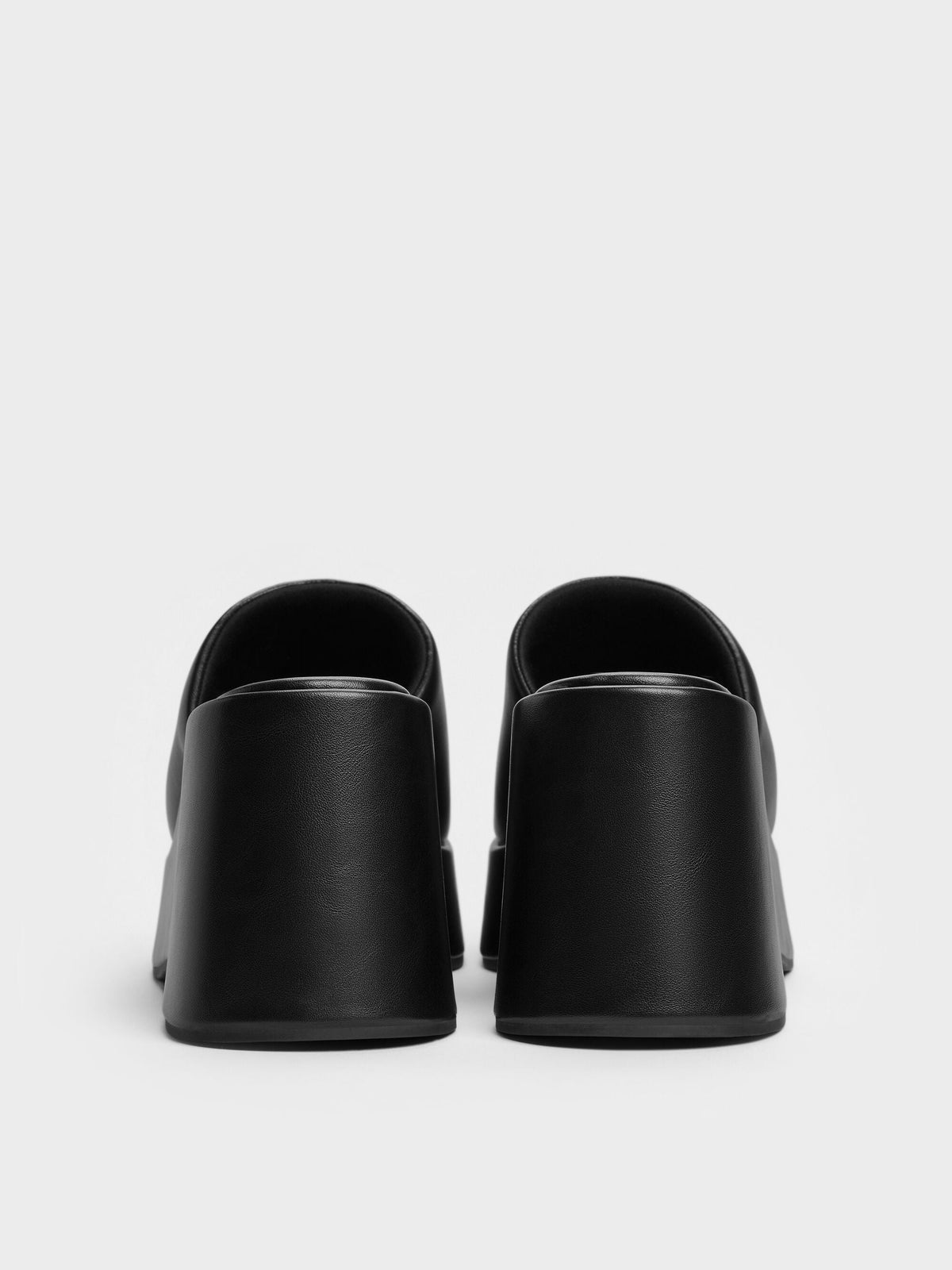 CHARLES & KEITH Classic / Wide-Strap Platform Wedges - Black