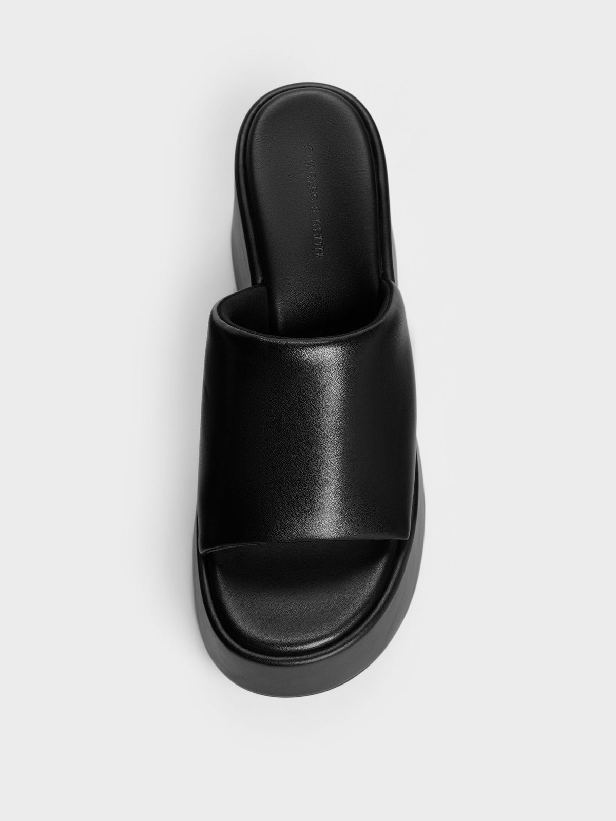 CHARLES & KEITH Classic / Wide-Strap Platform Wedges - Black
