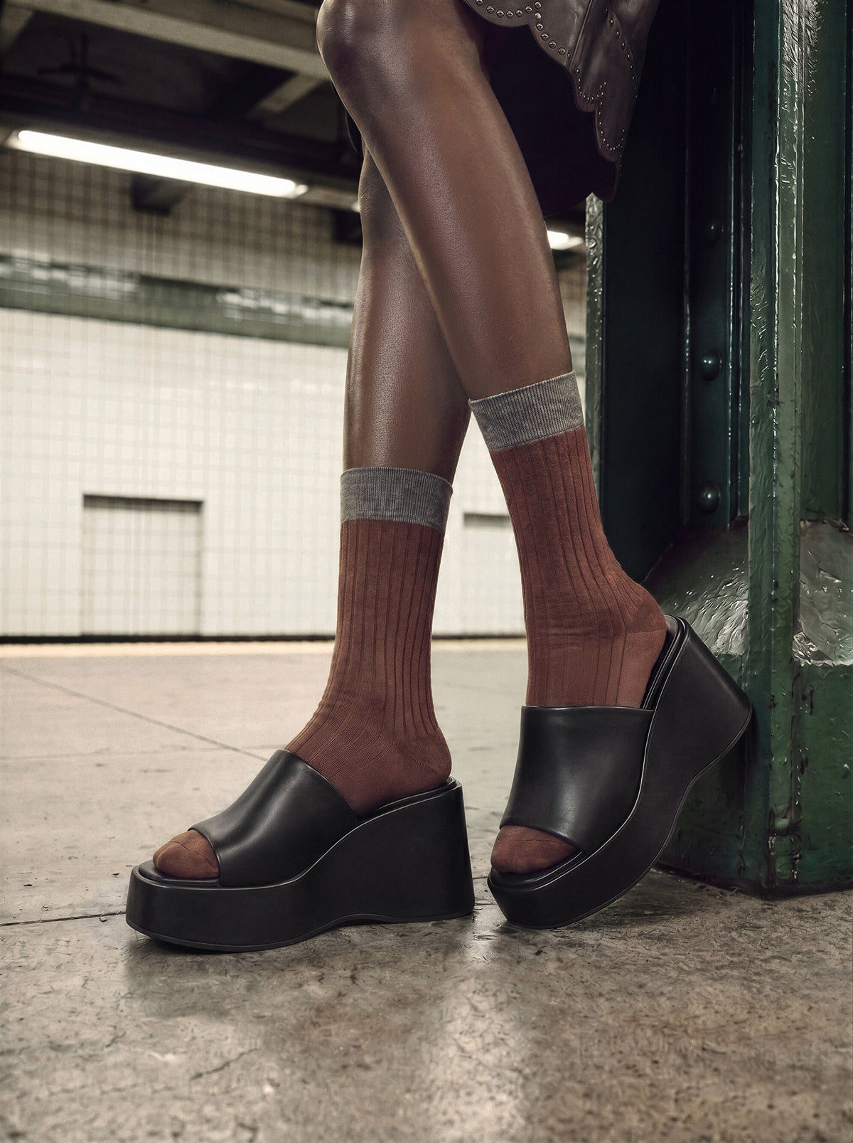 CHARLES & KEITH Classic / Wide-Strap Platform Wedges - Black