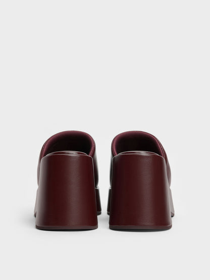 CHARLES & KEITH Latest / Wide-Strap Platform Wedges - Burgundy