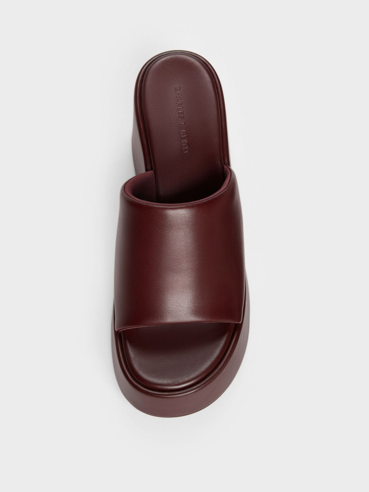 CHARLES & KEITH Latest / Wide-Strap Platform Wedges - Burgundy