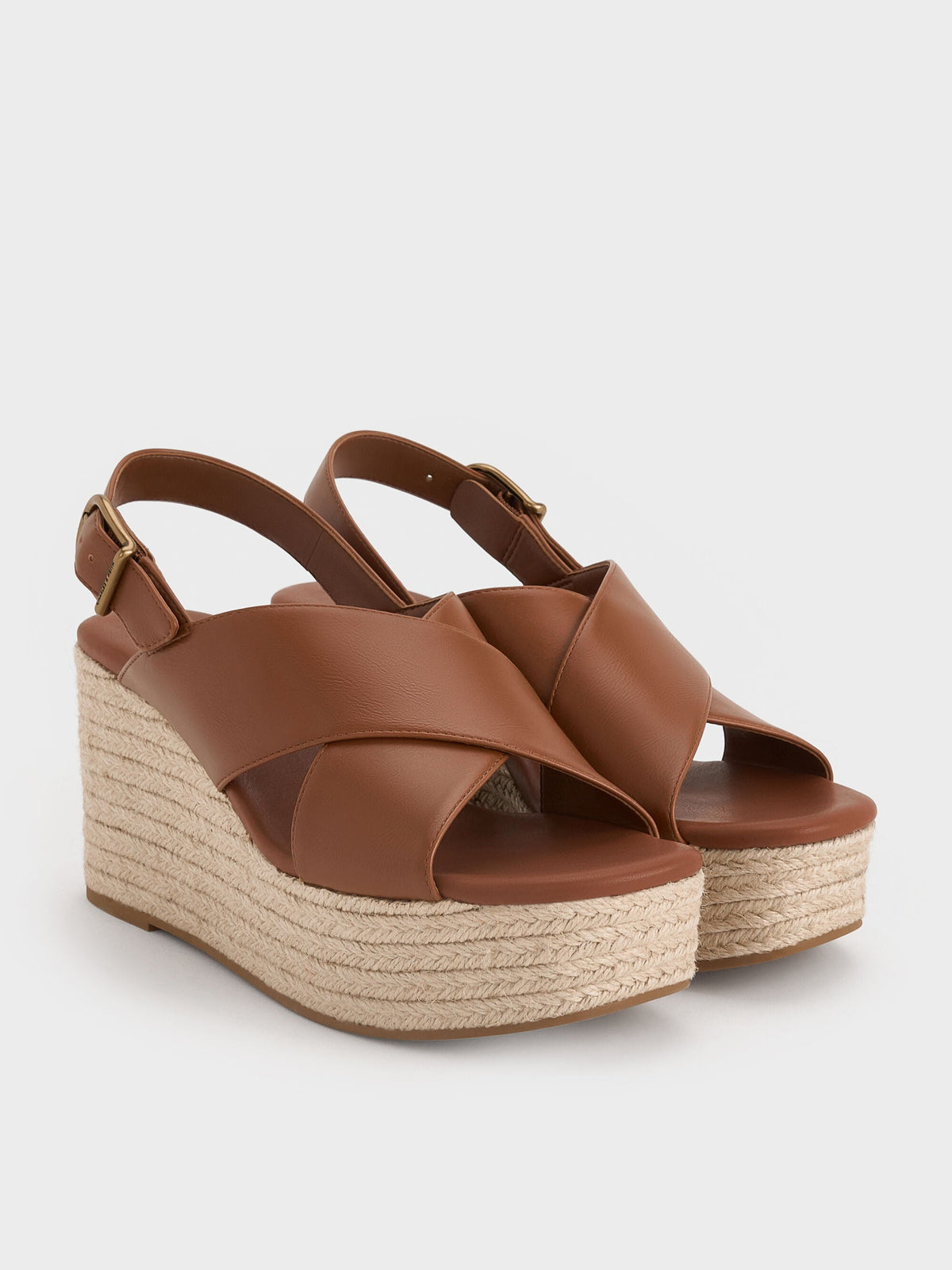 CHARLES & KEITH Latest / Crossover Espadrille Wedges - Brown