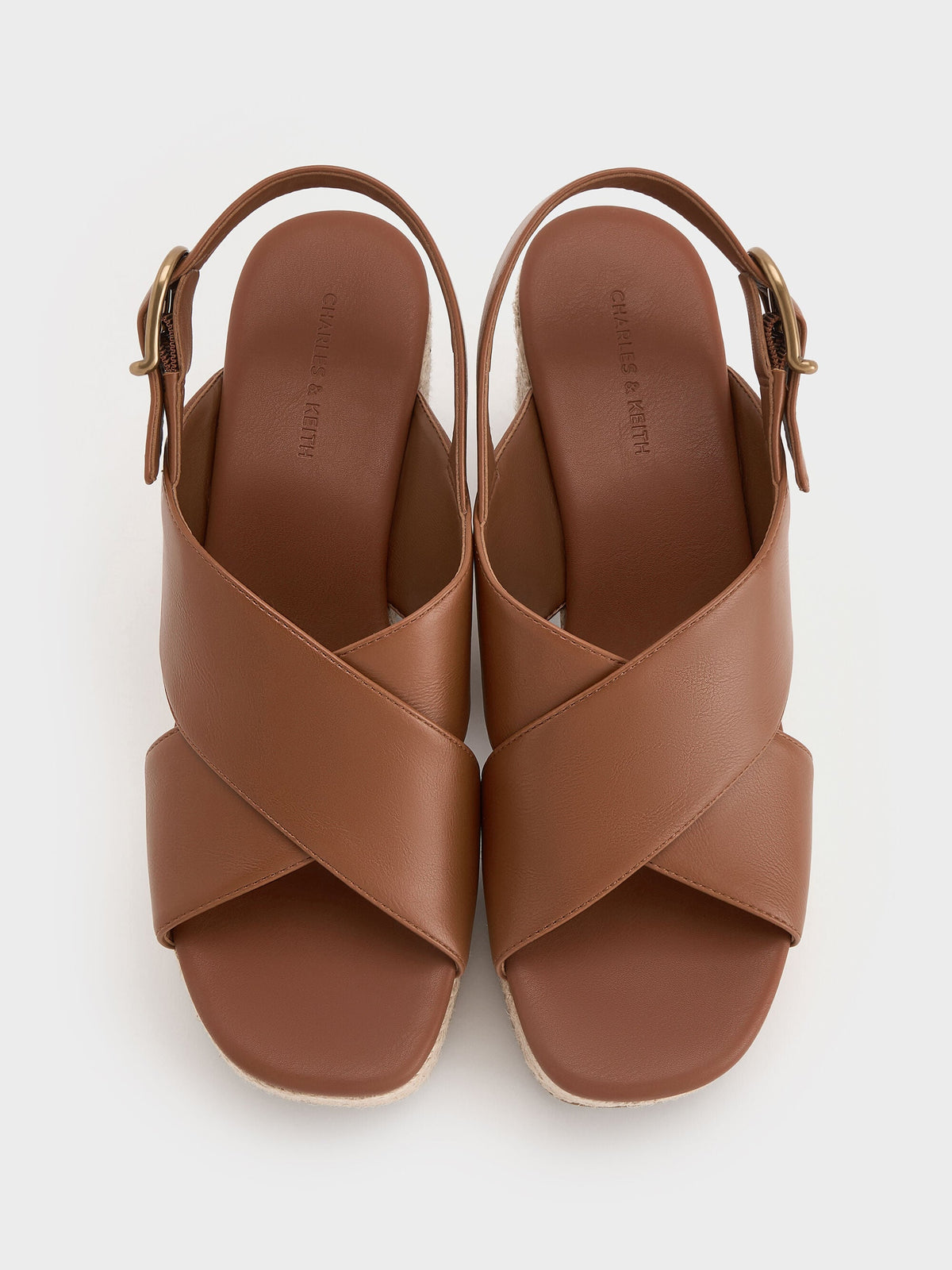 CHARLES & KEITH Latest / Crossover Espadrille Wedges - Brown