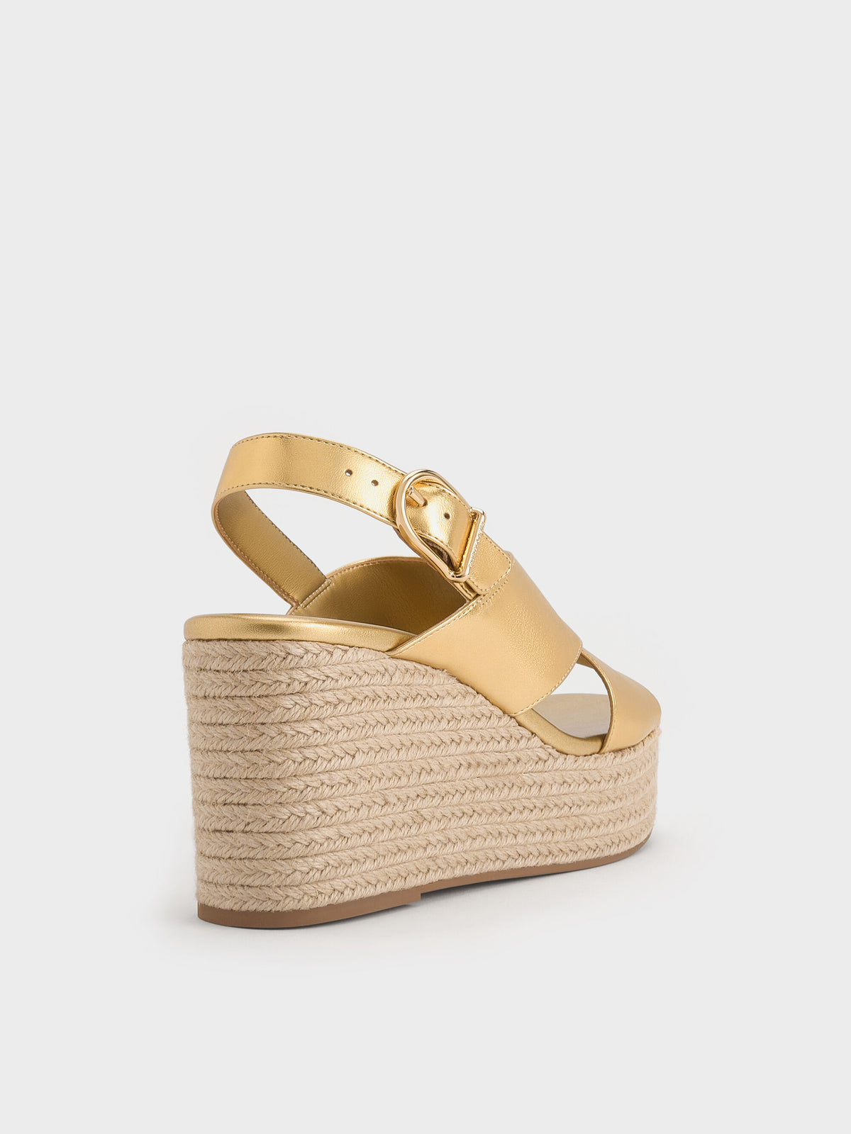 CHARLES & KEITH Exclusive / Metallic Crossover Espadrille Wedges - Gold