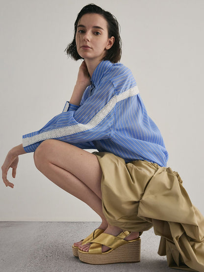 CHARLES & KEITH Exclusive / Metallic Crossover Espadrille Wedges - Gold