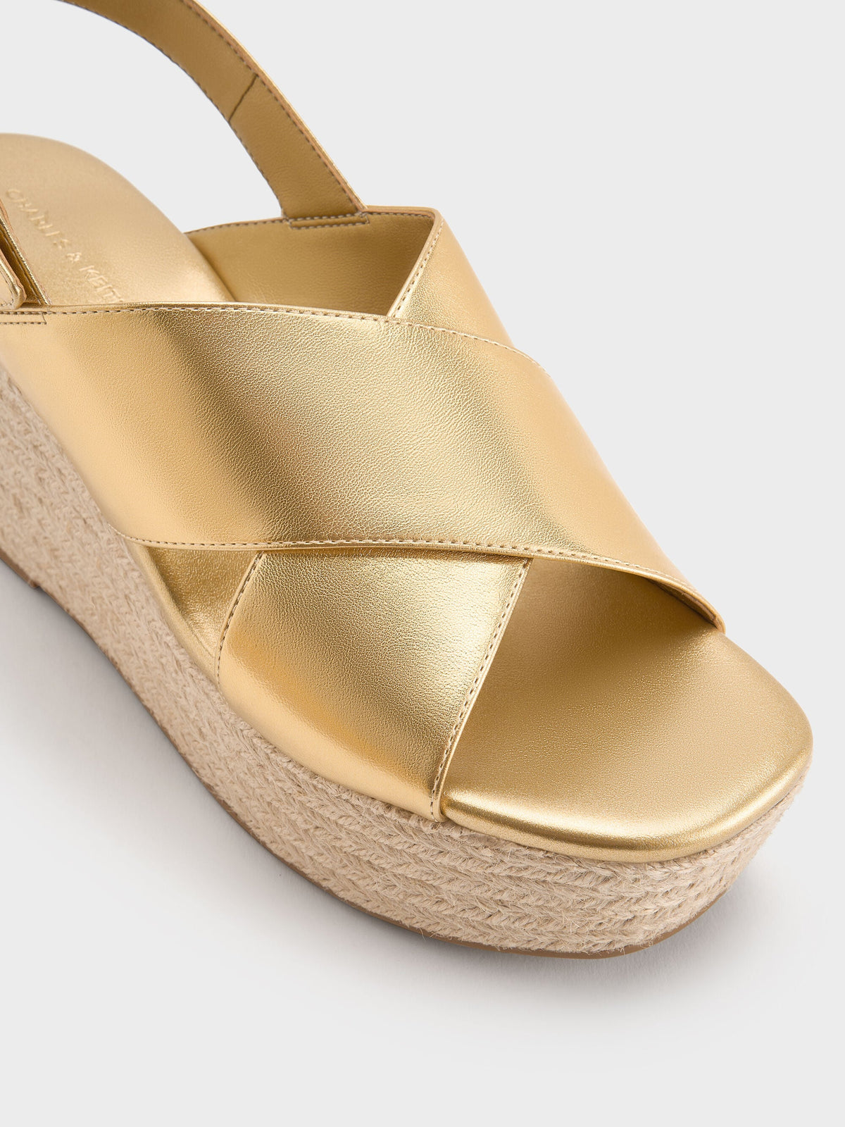 CHARLES & KEITH Exclusive / Metallic Crossover Espadrille Wedges - Gold