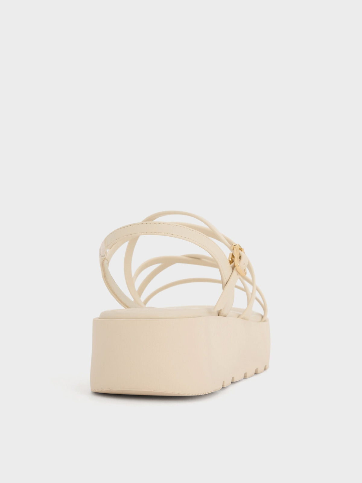 CHARLES & KEITH Classic / Strappy Ridged-Sole Flatform Sandals - Chalk