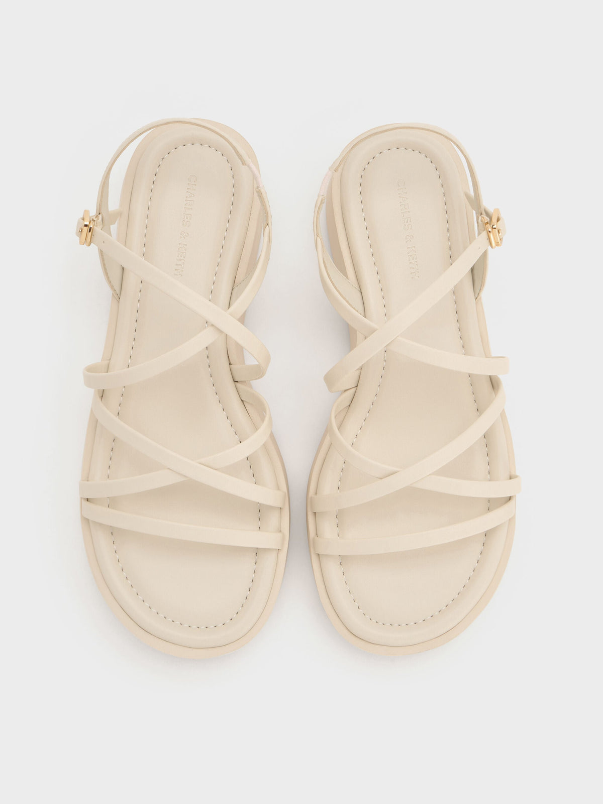 CHARLES & KEITH Classic / Strappy Ridged-Sole Flatform Sandals - Chalk